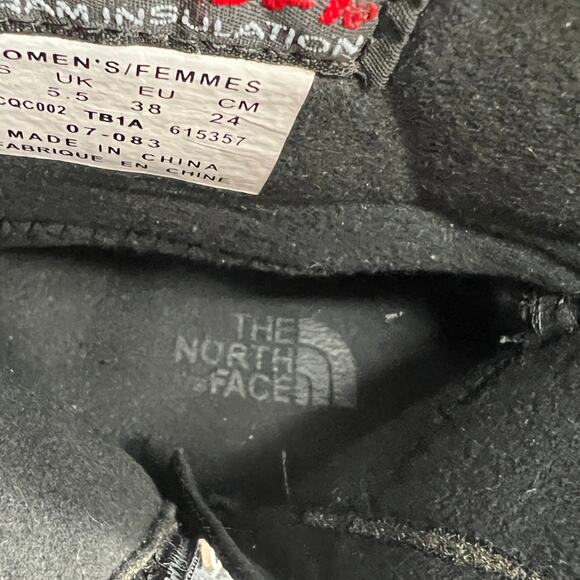 The North Face PrimaLoft 200 gram Fill Boots Womens 7 Black Suede Leather Sherpa - Picture 10 of 11